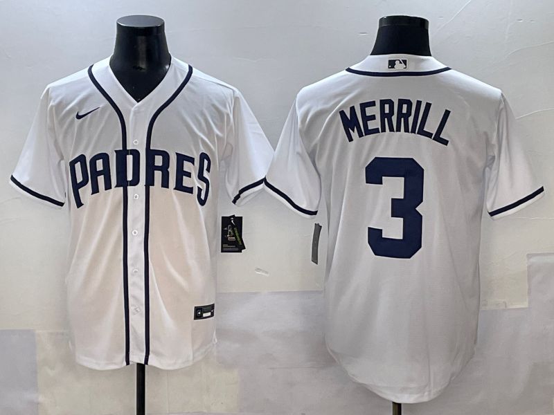 Men 2025 San Diego Padres #3 Merrill White Game Nike MLB Jersey style 1
